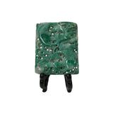 Natural Green Stone Koi Fishes Motif Carving Display Plaque Art ws4835S
