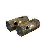 Pair Chinese Matte Gold Scenery Hexagonal Display Wood Brush Pots ws4856S