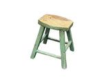 Rustic Bold Distressed Light Sage Green 4 Legs Wood Stool Side Table Stand ws4944S