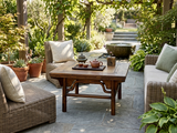 Vintage Rustic Raw Wood-Square Ming Style Apron Low Coffee Table ws4955S