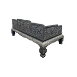 Oriental Dragon Relief Motif Solid Dense Tan Wood Luohan Daybed ws4970S