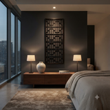 Dark Brown Rustic 100" Geometric Rectangular Wood Panel Screen ws5009S
