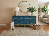 Distressed Bright Blue Oriental Sideboard Credenza Console Table Cabinet ws5014S