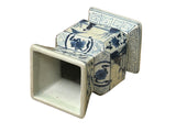 Vintage Pale Blue White Scenery Graphic Square Porcelain Vase ws5035S