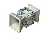Vintage Pale Blue White Scenery Graphic Square Porcelain Vase ws5036S