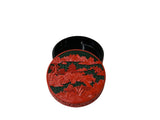Oriental Asian Black Red Lacquer Round Relief Scenery Accent Box ws5040S