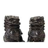 Pair Dark Brown Black Resin Fengshui Foo Dog Lions Figure ws5072S