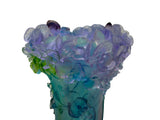 Purple Blue Green Crystal Glass Orchid Blossom Vase Display Art ws5075S