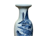 23.5" Vintage Blue White Scenery Porcelain Ru Yi Ear Art Vase ws4430S