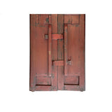 Pair Vintage Chinese Brown Fujian Style Carving Wood Wall Door Panels ws3740S