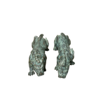 Pair Chinese Rustic Oxidized Patina Fengshui Pixiu Metal Figure GB008S