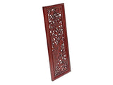 Set 4 Chinese Reddish Brown Wood Flower Birds Carving Wall Panels GB045S