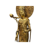 Oriental Metal Bronze Kannon Guan Yin Bodhisattva Holding Lotus Statue GB152S