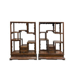 Pair Chinese Vintage Brown Stain Chest Height 51" Curio Display Cabinets GB239ABS