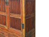 Vintage Brown Oriental Open Bars Doors Display Curio Cabinet Bookcase GB259S