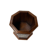 Chinese Brown Natural Patina Mother of Pearl Brush Pen Holder Art GB267S