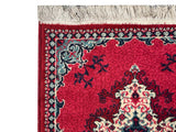Long Rectangular Red Geometric Medallion Graphic Wool Rug Carpet Runner GB295S