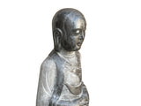 Chinese Weathered Black Gray Patina Stone Standing Monk Luohan Arhat Statue GB301S
