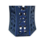 Oriental Ceramic Clay Navy Blue Round Tall Pedestal Display Stand Table GB325S