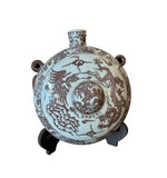 Chinese Flask Moon Copper Red Dragon Phoenix Porcelain Art Vase GB591S