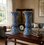 Chinese Blue White Double Happiness Graphic Porcelain Vase GB598S / ws865