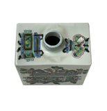 Chinese Flower Ding Vase Graphic Rectangular Porcelain Tea Caddy Jar GB649S