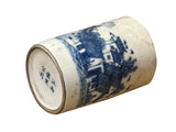 Chinese Distressed White Porcelain Blue Mountain Houses Graphic Holder Vase GB690S
