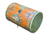 Distressed Light Orange Tibetan Style Jewel Symbol Round Drum Table GB770S