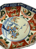 Vintage Oriental Imari Blue Red White Octagonal Porcelain Bowl Art GB840S