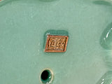 Joyful Laughing Buddha Gloss Dark Jade Green Robe Ceramic Coin Bat Ru Yi Figure GB874S