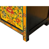 Chinese Tibetan Treasure Color Flower Graphic Credenza Storage Cabinet cs7400S