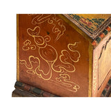 Chinese Tibetan Yellow Brown Treasure Graphic Offering Shrine Chest cs7677S