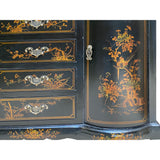 Chinese Black Veneer Golden Scenery Credenza Console Cabinet Table cs7680S