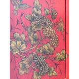 Oriental Distressed Red Black Golden Graphic Side End Table Nightstand cs7695S