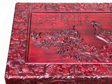 39.25" Large Oriental Brown Peacocks Carving Camphor Trunk Table cs7715S