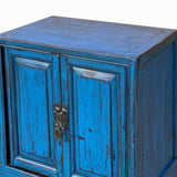 Vintage Chinese Distressed Bright Blue Drawers Foyer Narrow Side Table cs7743S