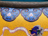 Vintage Chinese Large Yellow Foo Dog Metal Cloisonne Enamel Pot cs7771S