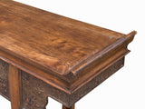 Vintage Chinese Brown Natural Wood Point Edge RuYi Apron Altar Console Table cs7780S