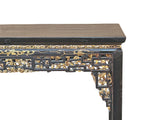 Set Chinese Vintage Black Golden Carving Motif Tall Altar Square Table cs7784BS