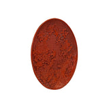 Chinese Red Resin Lacquer Round Flower Bird Relief Carving Accent Plate ws3350S