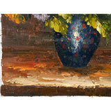 Impasto Oil Paint Canvas Art Sunflowers Blue Vase Scroll Painting ws3421S