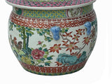 Vintage Chinese Turquoise Ceramic Enamel Flower Birds Theme Fat Jar ws3527S