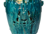 Asian Green Turquoise Glaze Round Lotus Pattern Ceramic Garden Stool Table ws3559S