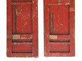 Pair Vintage Chinese Red Black Fujian Style Carving Wood Wall Door Panels ws3659S