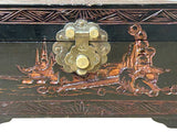 Vintage Asian Black Copper Color Scenery Motif Storage Accent Box ws4072S