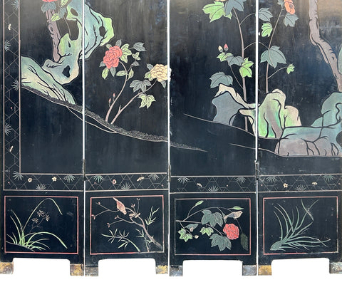 Vintage Chinese Coromandel Lacquer Court House Theme 8 Panel Screen ws4291S