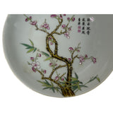 Chinese Pink Blossom Flower White Porcelain Plate Display Art ws4722S