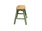 Rustic Bold Distressed Light Sage Green 4 Legs Wood Stool Side Table Stand ws4944S