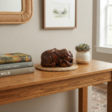 3" Artistic Brown Wood Carved Elephant Fengshui Miniature Figure ws5011S