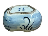 Tiny Small Blue White Oriental Abstract Graphic Porcelain Container ws5058S